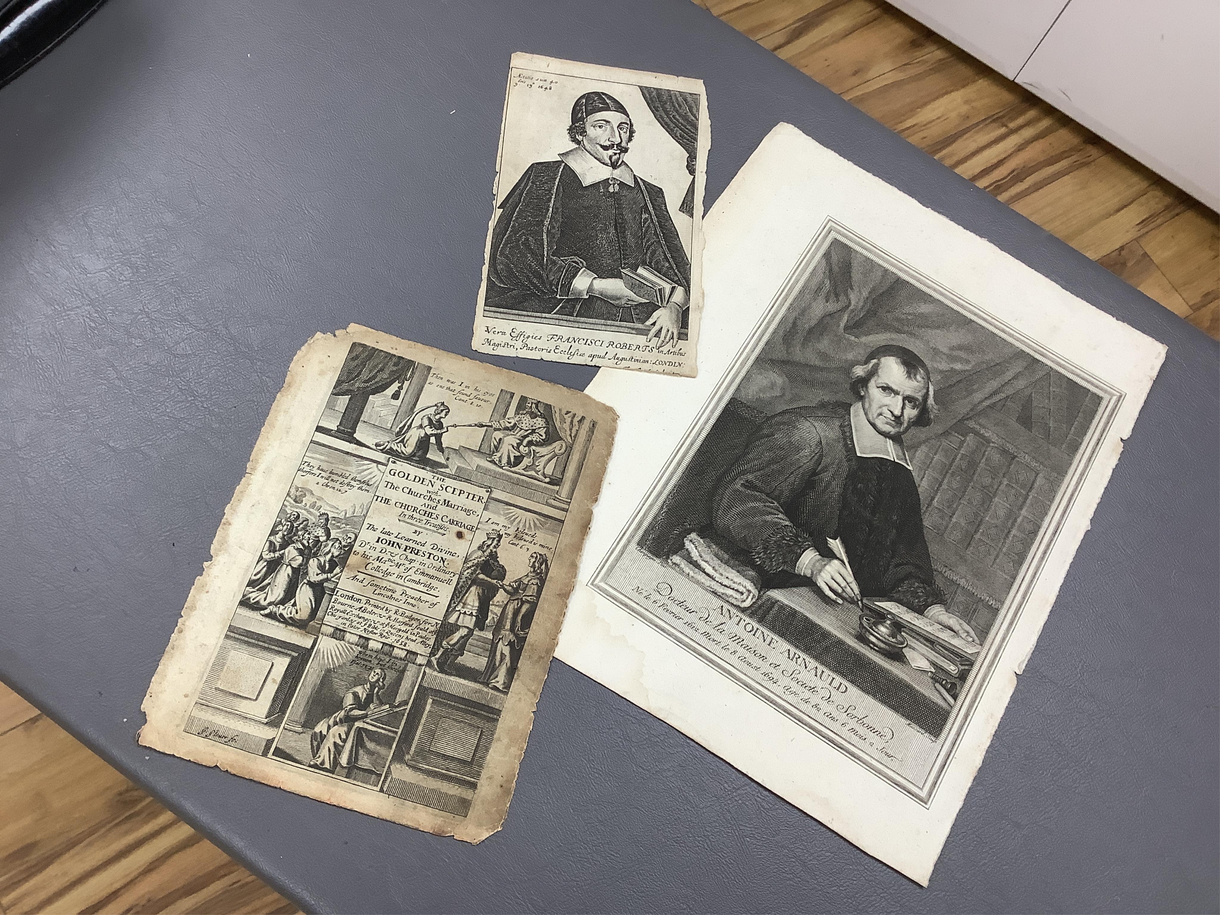 18th century, Old Master school, Classical scene, sanguine chalk on buff paper, together with a collection of early engravings, prints and book plates to include after Wenceslaus Hollar, Portrait of William Fenner, Recto
